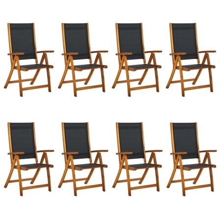 Folding garden chairs 8 pcs solid acacia wood textilene by , Garden chairs - Ref: Foro24-3120456, Price: 552,74 €, Discount: %