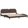 Estructura de cama cabecero cuero sintético marrón 200x200 cm de , Camas y somieres - Ref: Foro24-3208207, Precio: 200,46 €, ...