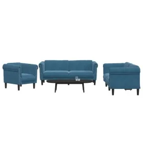 Blue velvet 3-piece sofa set by , Sofas - Ref: Foro24-3209217, Price: 812,83 €, Discount: %