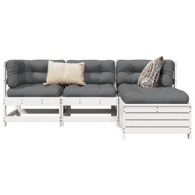 Gartensofa-Set 4-teilig aus massivem weißem Kiefernholz von , Gartensets - Ref: Foro24-3250785, Preis: 272,18 €, Rabatt: %