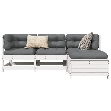 Gartensofa-Set 4-teilig aus massivem weißem Kiefernholz von , Gartensets - Ref: Foro24-3250785, Preis: 268,58 €, Rabatt: %