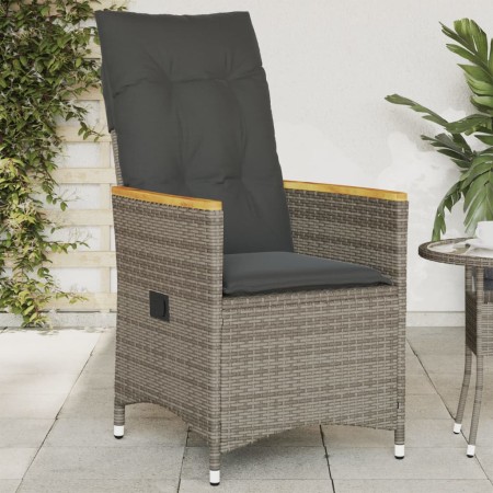 Garden recliner with gray synthetic rattan cushions by , Garden chairs - Ref: Foro24-365644, Price: 135,93 €, Discount: %