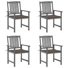 Gartenstühle mit Kissen, 4 Stück, massives graues Akazienholz von , Gartenstühle - Ref: Foro24-3061238, Preis: 279,90 €, Raba...