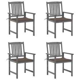 Sillas de jardín con cojines 4 uds madera maciza de acacia gris de , Sillas de jardín - Ref: Foro24-3061238, Precio: 281,78 €...