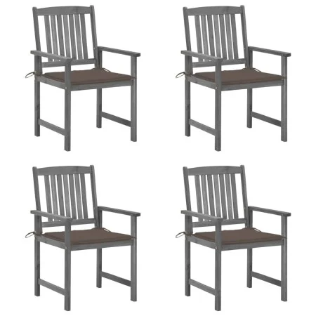 Garden chairs with cushions 4 pcs solid gray acacia wood by , Garden chairs - Ref: Foro24-3061238, Price: 279,90 €, Discount: %