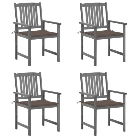 Gartenstühle mit Kissen, 4 Stück, massives graues Akazienholz von , Gartenstühle - Ref: Foro24-3061238, Preis: 281,78 €, Raba...