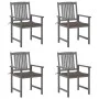 Garden chairs with cushions 4 pcs solid gray acacia wood by , Garden chairs - Ref: Foro24-3061238, Price: 279,90 €, Discount: %