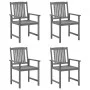 Garden chairs with cushions 4 pcs solid gray acacia wood by , Garden chairs - Ref: Foro24-3061238, Price: 279,90 €, Discount: %