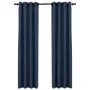 Blackout curtains with linen look eyelets 2 pcs blue 140x245 cm by vidaXL, Curtains and curtains - Ref: Foro24-321178, Price:...