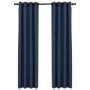Verdunkelungsvorhänge mit Ösen in Leinenoptik, 2 Stück, blau, 140 x 245 cm von vidaXL, Vorhänge und Gardinen - Ref: Foro24-32...