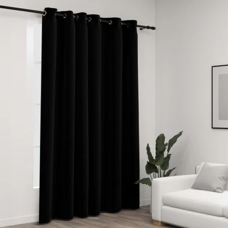 Cortina opaca con ojales look de lino negro 290x245 cm de vidaXL, Cortinas y visillos - Ref: Foro24-321155, Precio: 56,76 €, ...