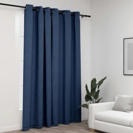 Blackout curtain with blue linen look eyelets 290x245 cm by vidaXL, Curtains and curtains - Ref: Foro24-321179, Price: 36,53 ...