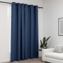 Cortina opaca con ojales look de lino azul 290x245 cm de vidaXL, Cortinas y visillos - Ref: Foro24-321179, Precio: 40,80 €, D...