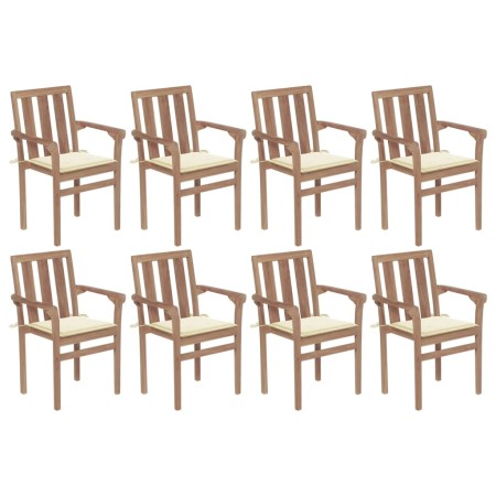 Stackable garden chairs 8 pcs solid teak wood with cushions by , Garden chairs - Ref: Foro24-3073435, Price: 1,00 €, Discount: %