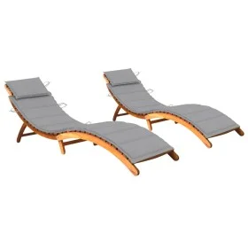 Sun loungers 2 units with solid acacia wood cushions by , Loungers - Ref: Foro24-3077362, Price: 347,05 €, Discount: %