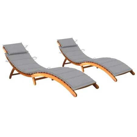 Sun loungers 2 units with solid acacia wood cushions by , Loungers - Ref: Foro24-3077362, Price: 380,19 €, Discount: %