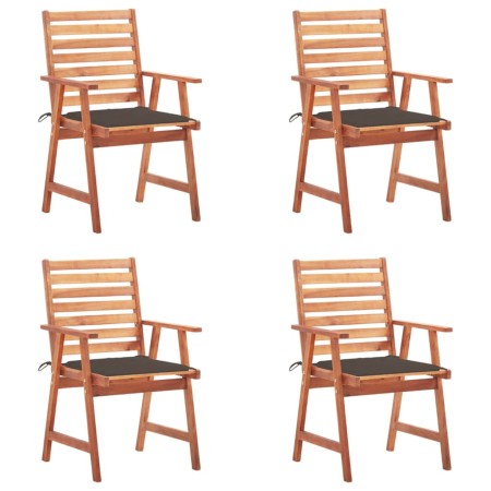 Garten-Esszimmerstühle und Kissen, 4 Stück, massives Akazienholz von , Gartenstühle - Ref: Foro24-3078328, Preis: 315,00 €, R...