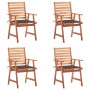 Garten-Esszimmerstühle und Kissen, 4 Stück, massives Akazienholz von , Gartenstühle - Ref: Foro24-3078328, Preis: 315,00 €, R...
