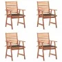 Sillas comedor de jardín y cojines 4 uds madera maciza acacia de , Sillas de jardín - Ref: Foro24-3078328, Precio: 311,37 €, ...