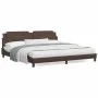 Bed frame with LED lights brown synthetic leather 200x200 cm by , Beds and slatted bases - Ref: Foro24-3214133, Price: 211,76...