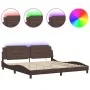 Bettgestell mit LED-Leuchten, braunes Kunstleder, 200 x 200 cm von , Betten und Lattenroste - Ref: Foro24-3214133, Preis: 208...
