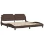 Bed frame with LED lights brown synthetic leather 200x200 cm by , Beds and slatted bases - Ref: Foro24-3214133, Price: 211,76...