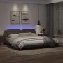 Bed frame with LED lights brown synthetic leather 200x200 cm by , Beds and slatted bases - Ref: Foro24-3214133, Price: 211,76...
