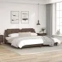 Bed frame with LED lights brown synthetic leather 200x200 cm by , Beds and slatted bases - Ref: Foro24-3214133, Price: 211,76...