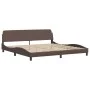 Bed frame with LED lights brown synthetic leather 200x200 cm by , Beds and slatted bases - Ref: Foro24-3214133, Price: 211,76...