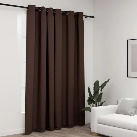 Blackout curtain with grommets in a gray taupe linen look, 290x245 cm. by vidaXL, Curtains and curtains - Ref: Foro24-321203,...
