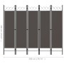 Five-panel anthracite gray room divider screen 200x180 cm by vidaXL, Room dividers - Ref: Foro24-320709, Price: 48,19 €, Disc...