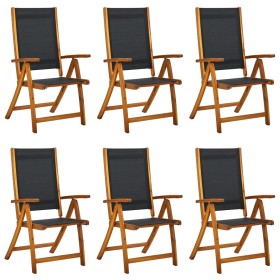 Folding garden chairs 6 pcs solid acacia wood textilene by , Garden chairs - Ref: Foro24-3120455, Price: 496,97 €, Discount: %