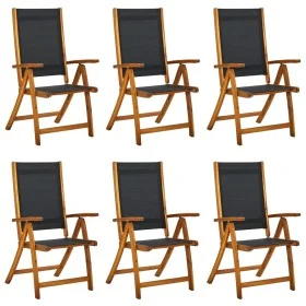 Folding garden chairs 6 pcs solid acacia wood textilene by , Garden chairs - Ref: Foro24-3120455, Price: 467,36 €, Discount: %