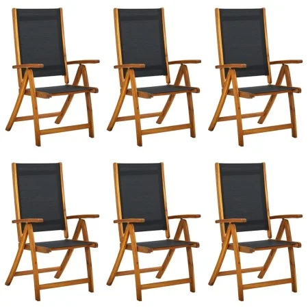 Klappbare Gartenstühle, 6 Stück, massives Akazienholz, Textilene von , Gartenstühle - Ref: Foro24-3120455, Preis: 496,97 €, R...