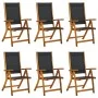 Folding garden chairs 6 pcs solid acacia wood textilene by , Garden chairs - Ref: Foro24-3120455, Price: 496,97 €, Discount: %