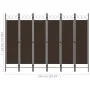 Biombo divisor de 6 paneles marrón 240x180 cm de vidaXL, Divisores de ambientes - Ref: Foro24-320712, Precio: 56,87 €, Descue...