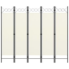 Biombo divisor de 5 paneles blanco 200x180 cm