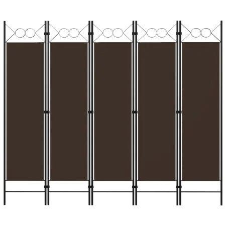 Biombo divisor de 5 paneles marrón 200x180 cm de vidaXL, Divisores de ambientes - Ref: Foro24-320708, Precio: 49,91 €, Descue...