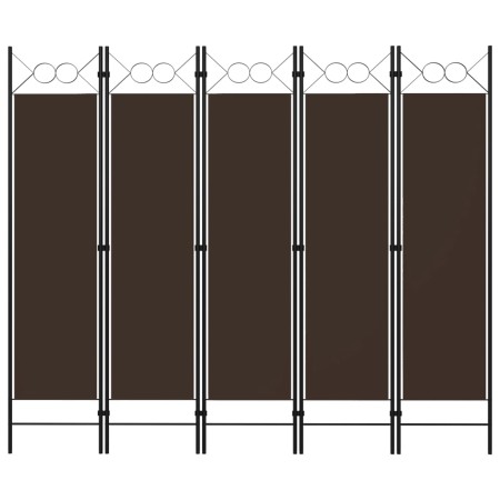 Biombo divisor de 5 paneles marrón 200x180 cm de vidaXL, Divisores de ambientes - Ref: Foro24-320708, Precio: 51,41 €, Descue...