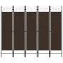 Biombo divisor de 5 paneles marrón 200x180 cm de vidaXL, Divisores de ambientes - Ref: Foro24-320708, Precio: 49,91 €, Descue...