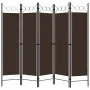 Biombo divisor de 5 paneles marrón 200x180 cm de vidaXL, Divisores de ambientes - Ref: Foro24-320708, Precio: 49,91 €, Descue...
