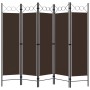 Biombo divisor de 5 paneles marrón 200x180 cm de vidaXL, Divisores de ambientes - Ref: Foro24-320708, Precio: 51,41 €, Descue...