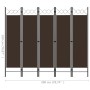 Biombo divisor de 5 paneles marrón 200x180 cm de vidaXL, Divisores de ambientes - Ref: Foro24-320708, Precio: 51,41 €, Descue...