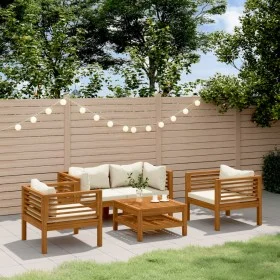 Gartenmöbel 5 Stück cremefarbene Kissen aus massivem Akazienholz von , Gartensets - Ref: Foro24-3086934, Preis: 676,61 €, Rab...