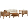 Gartenmöbel 5 Stück cremefarbene Kissen aus massivem Akazienholz von , Gartensets - Ref: Foro24-3086934, Preis: 686,89 €, Rab...