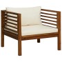 Muebles de jardín 5 pzas cojines crema madera maciza de acacia de , Conjuntos de jardín - Ref: Foro24-3086934, Precio: 686,89...