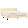 Box spring bed with mattress and LED cream fabric 180x200 cm by , Beds and slatted bases - Ref: Foro24-3133018, Price: 548,11...