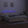 Box spring bed with mattress and LED cream fabric 180x200 cm by , Beds and slatted bases - Ref: Foro24-3133898, Price: 587,95...
