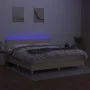 Box spring bed with mattress and LED cream fabric 180x200 cm by , Beds and slatted bases - Ref: Foro24-3133898, Price: 572,05...