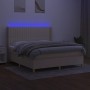 Box spring bed mattress and LED lights cream fabric 180x200 cm by , Beds and slatted bases - Ref: Foro24-3139058, Price: 669,...